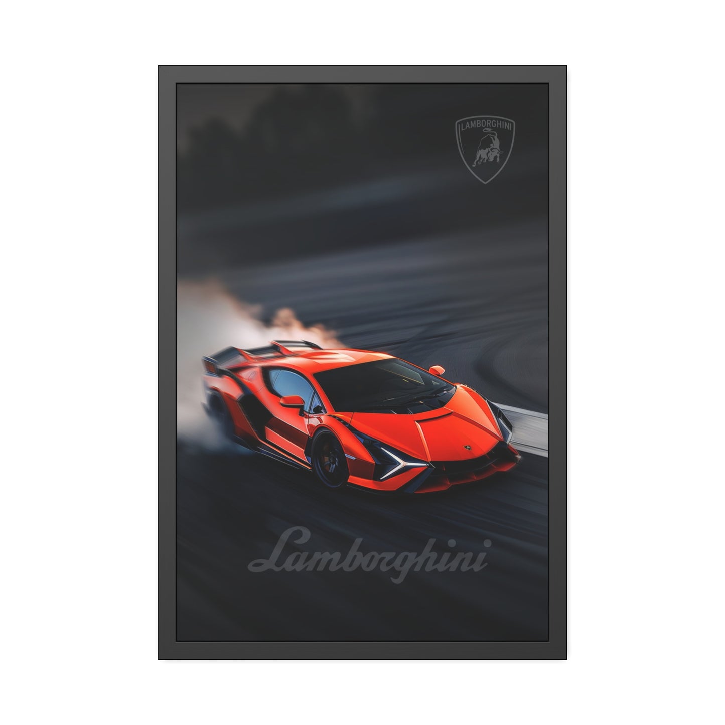 Red Lamborghini Drift (Framed Paper Posters)