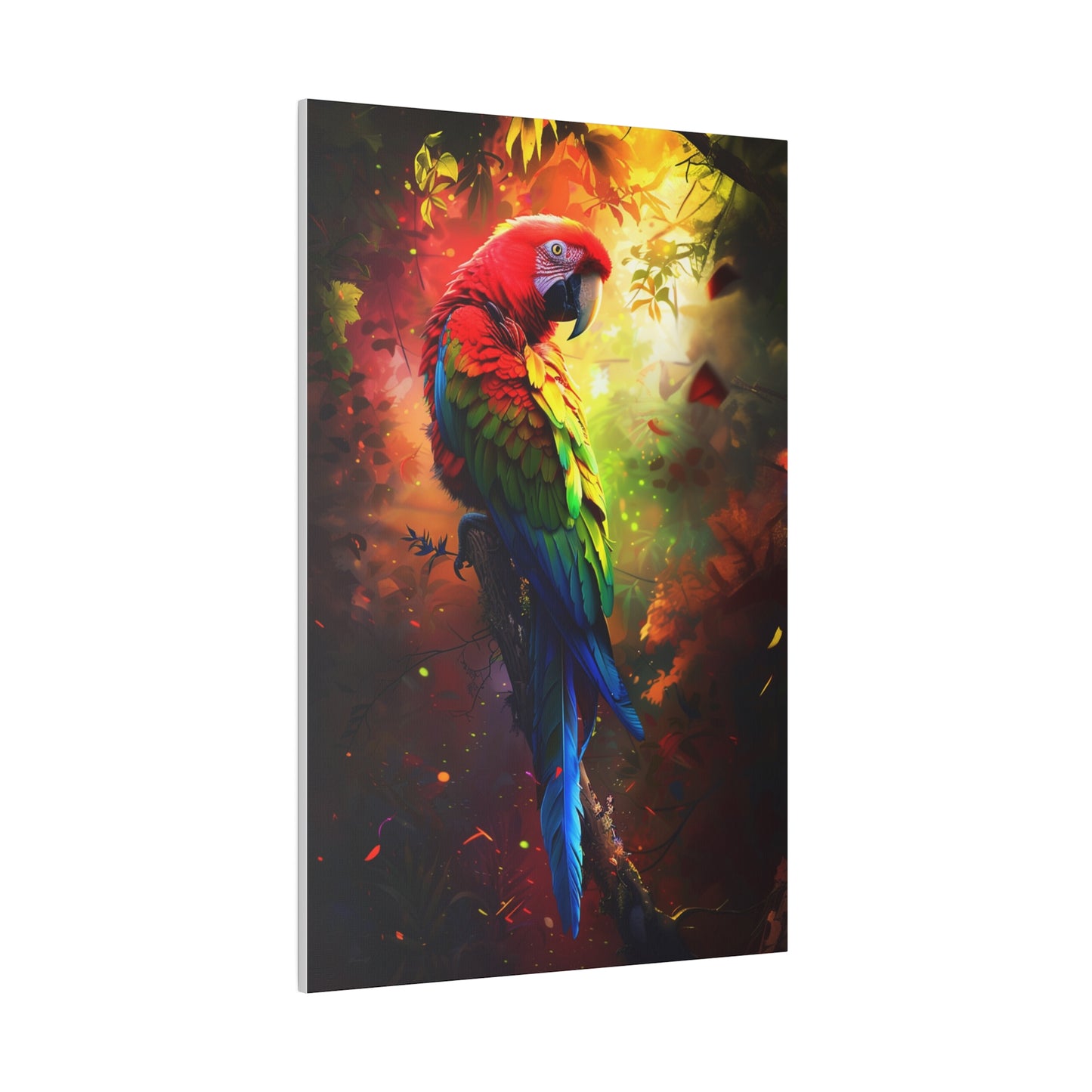 Vibrant Parrot Jungle (Matte Canvas, Stretched)