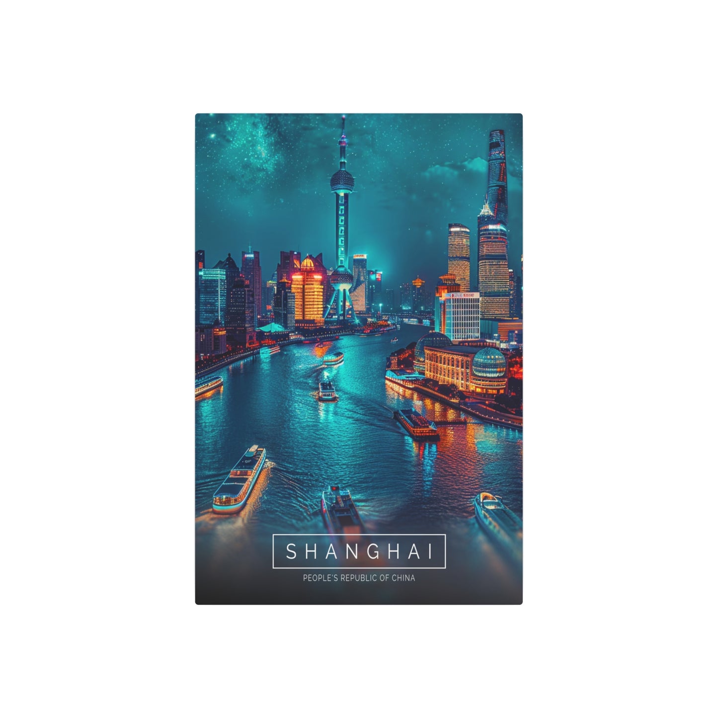 Cosmopolitan Glow: Shanghai (Metal Art Sign)