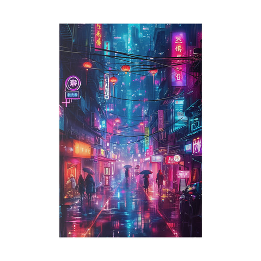 Neon Rainwalk (Matte Canvas, Stretched)