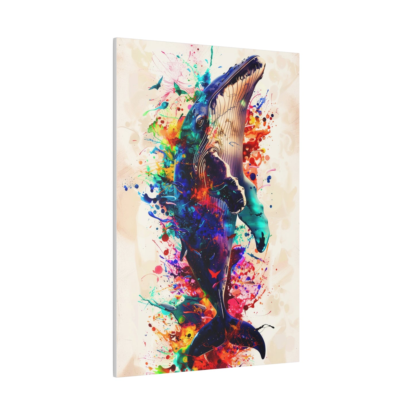 Colorful Whale Splash (Matte Canvas, Stretched)