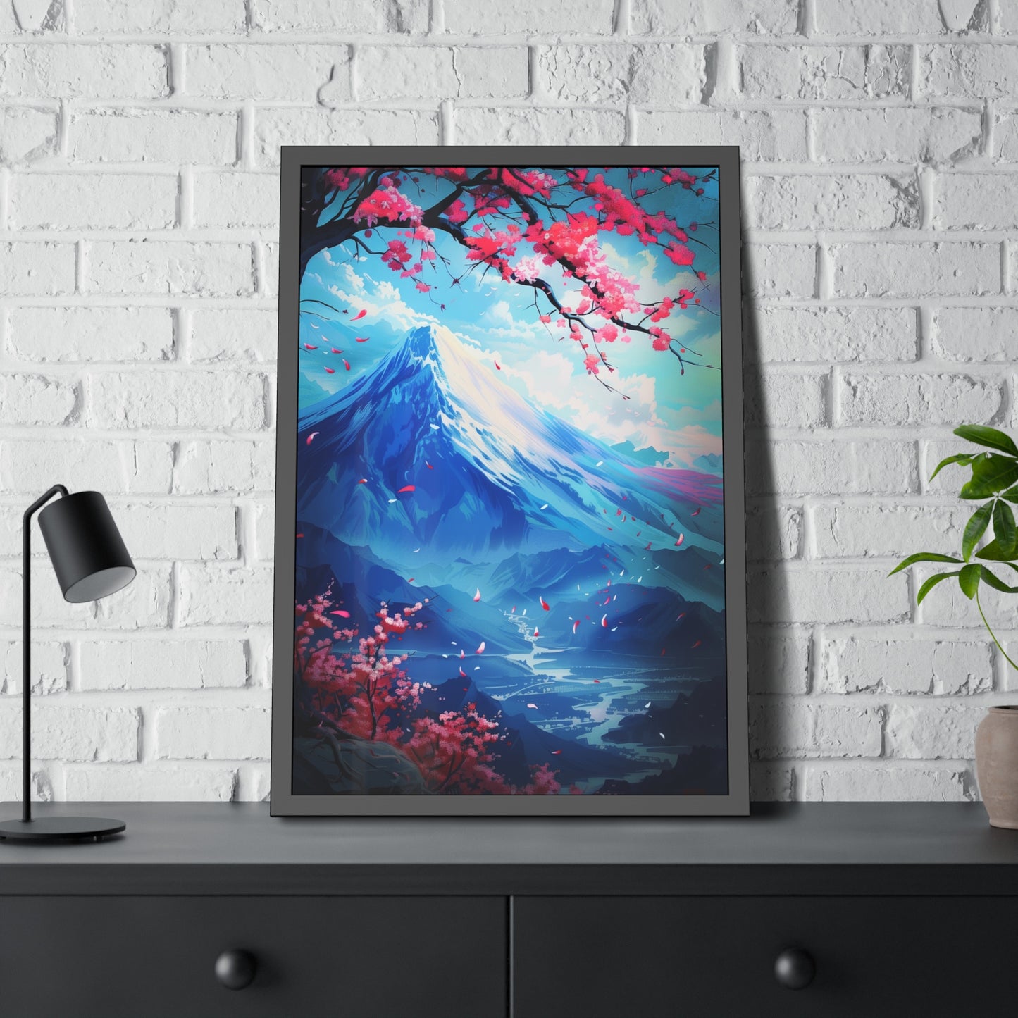 Cherry Blossom Landscape (Framed Paper Posters)