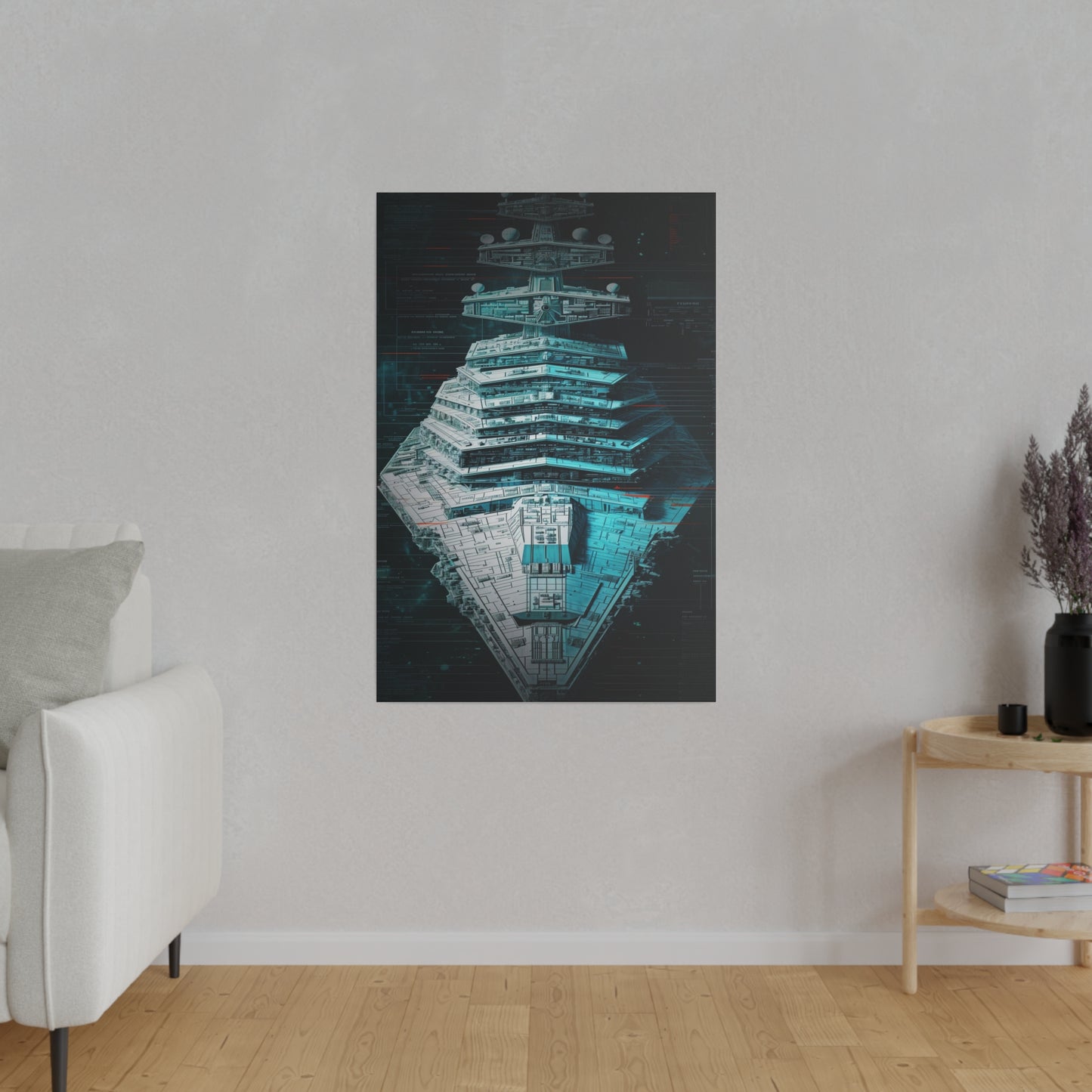 Interstellar Vessel: Technical Blueprint (Matte Canvas, Stretched)