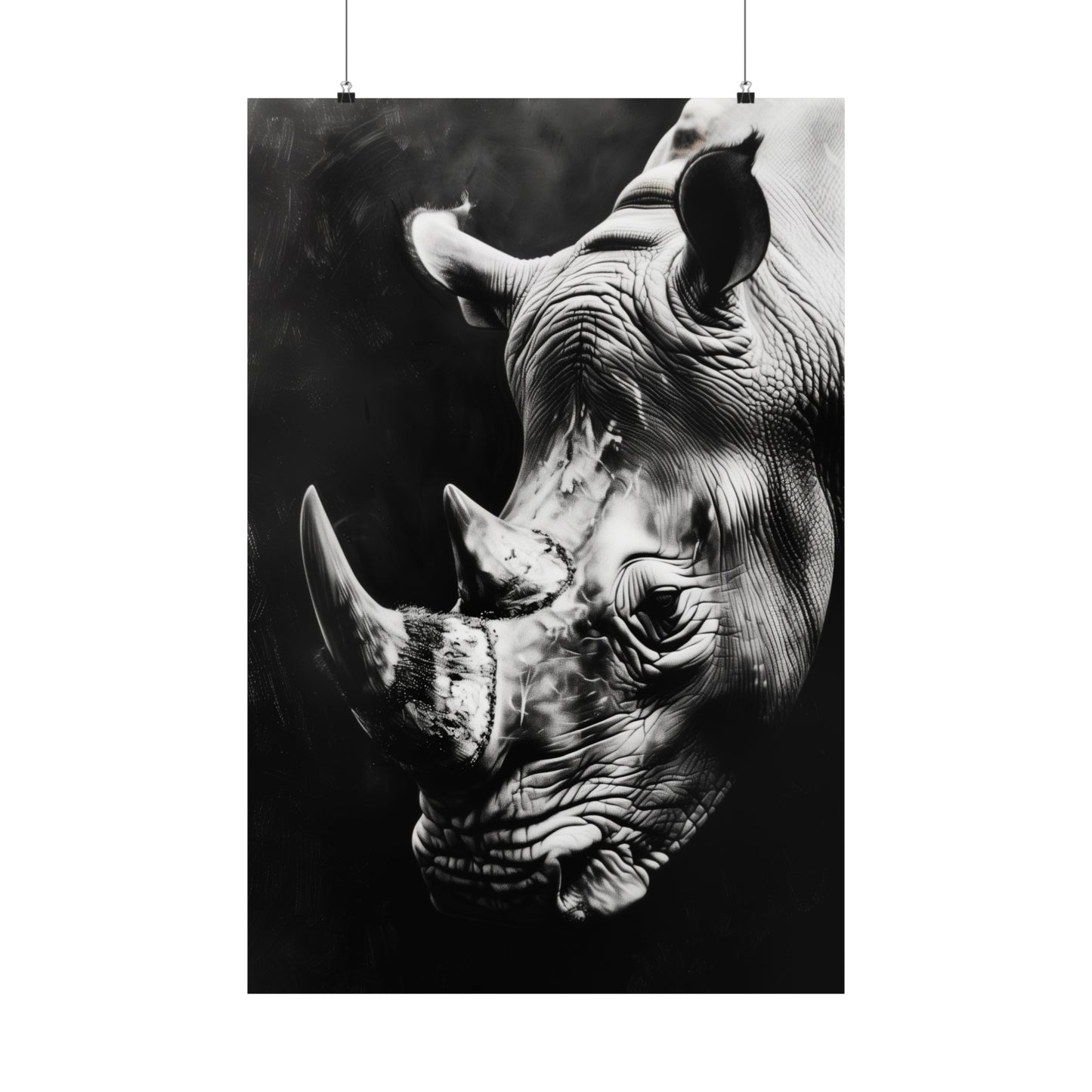 Black and White Rhinoceros (Matte Vertical Posters)