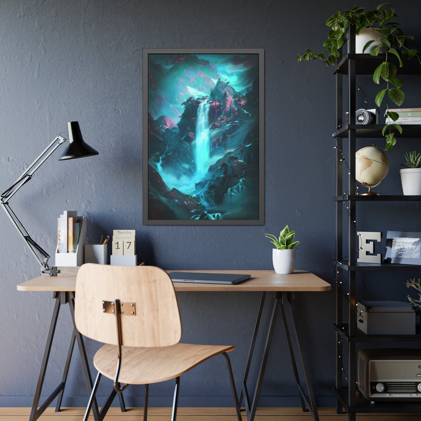 Mountain Waterfall (Framed Paper Posters)