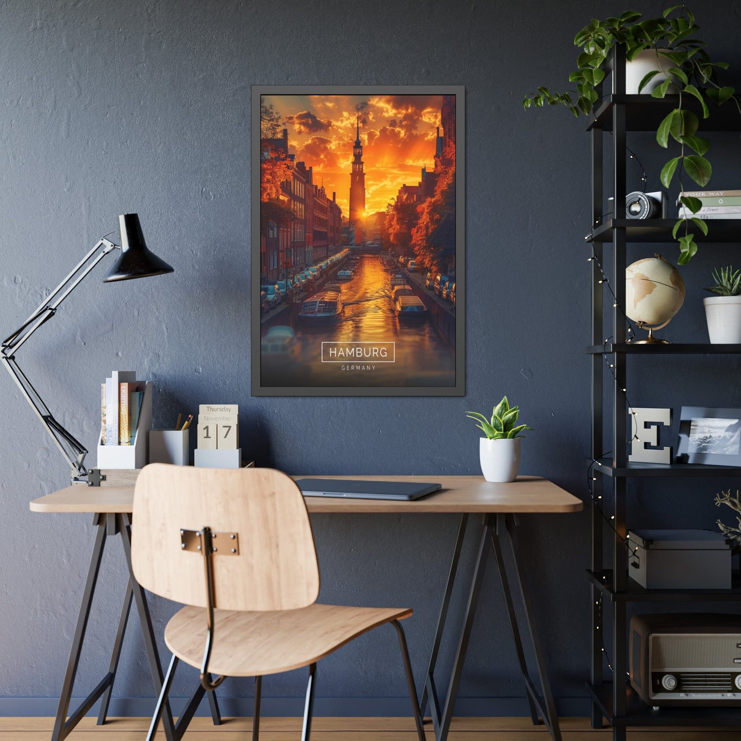 Hamburg Harbor Glow (Framed Paper Posters)