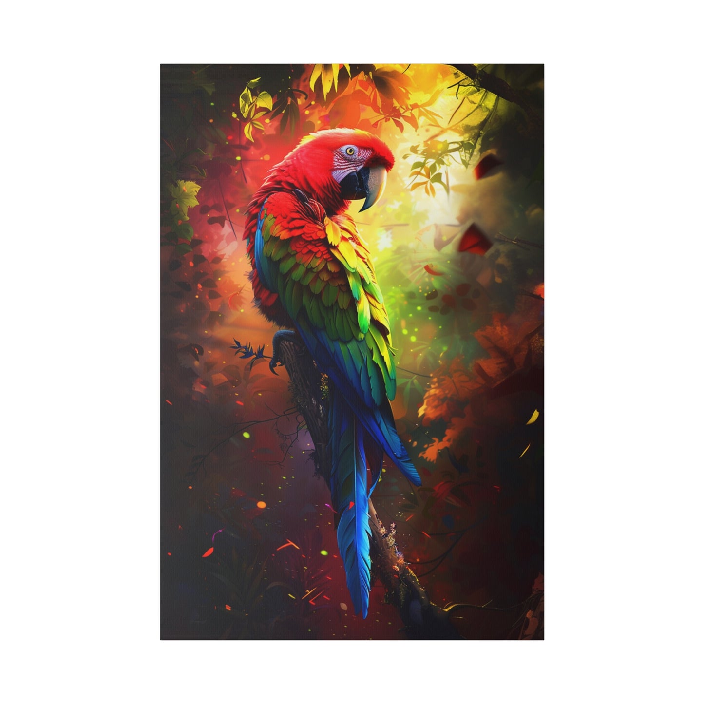 Vibrant Parrot Jungle (Matte Canvas, Stretched)