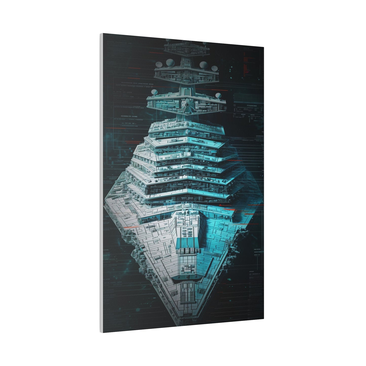 Interstellar Vessel: Technical Blueprint (Matte Canvas, Stretched)