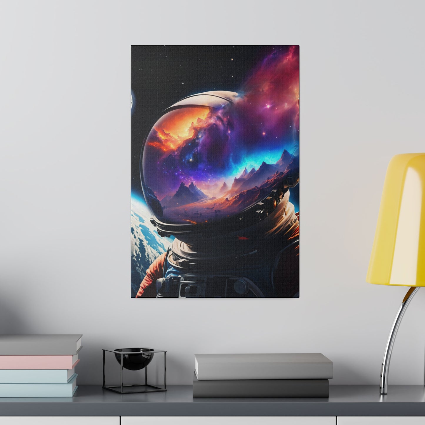 Astronaut's Cosmic Reflection (Matte Canvas, Stretched)