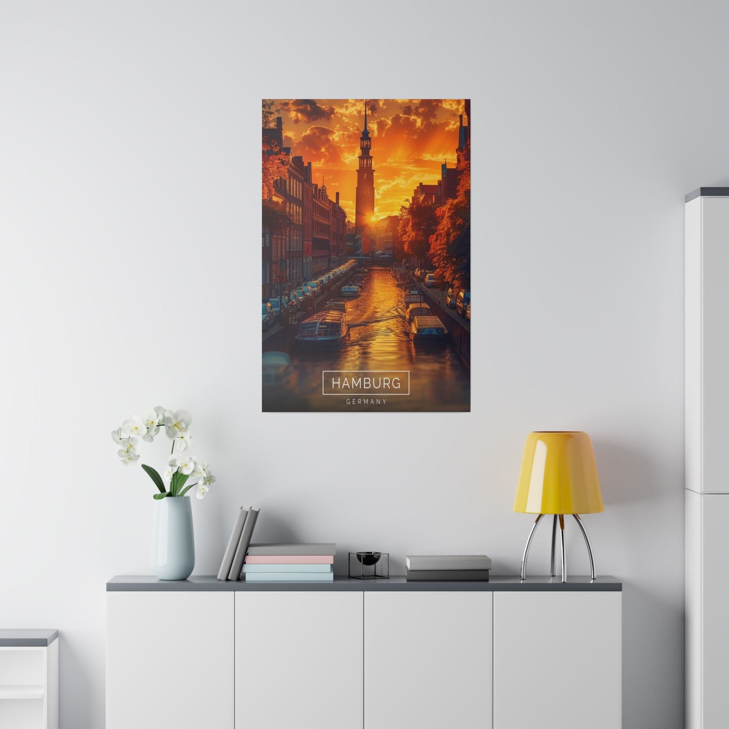 Hamburg Harbor Glow (Matte Canvas, Stretched)