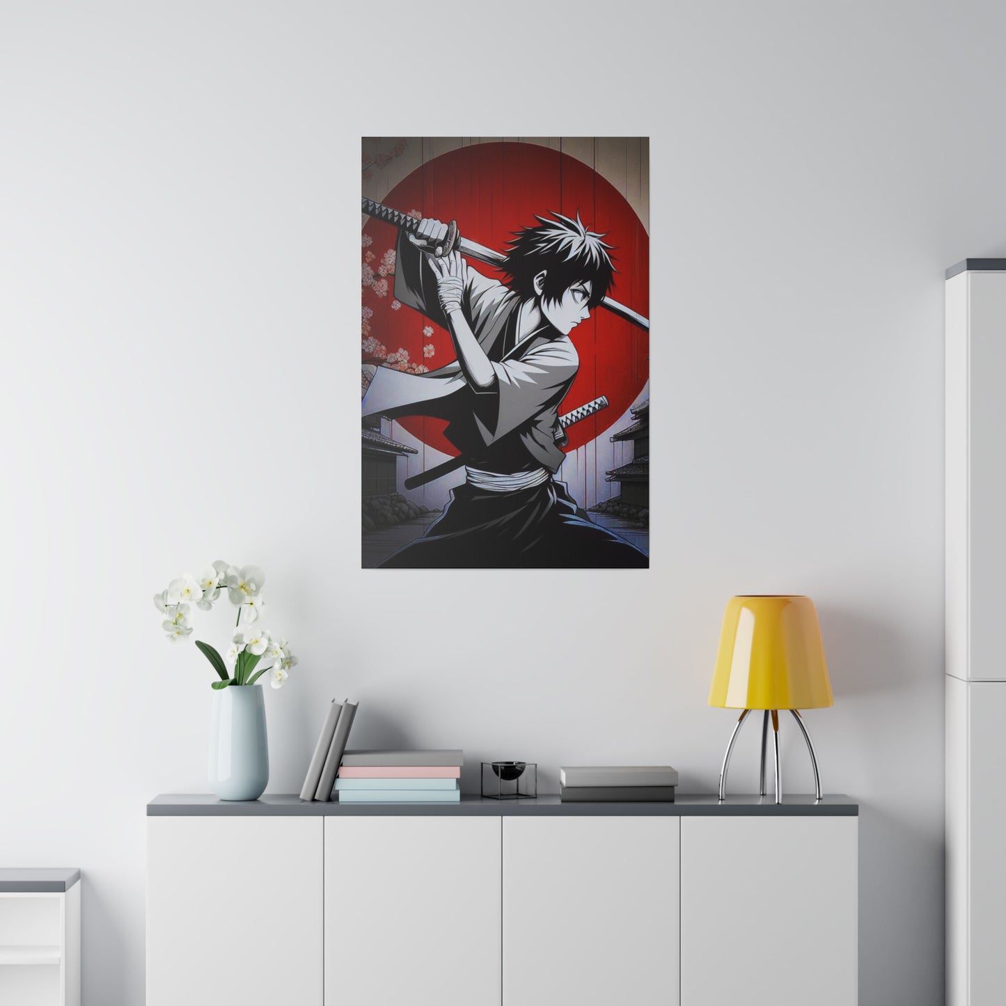 Samurai Silhouette: Honor in Shadows (Matte Canvas, Stretched)