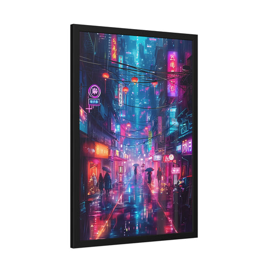 Neon Rainwalk (Framed Paper Posters)