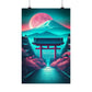 Crimson Moonrise over Sakura (Matte Vertical Posters)