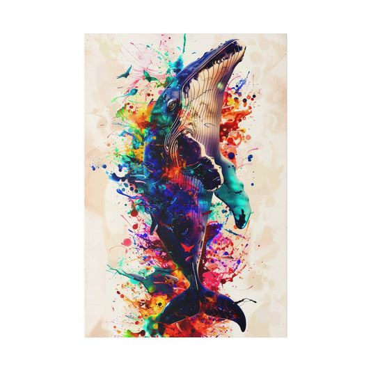 Colorful Whale Splash (Matte Canvas, Stretched)