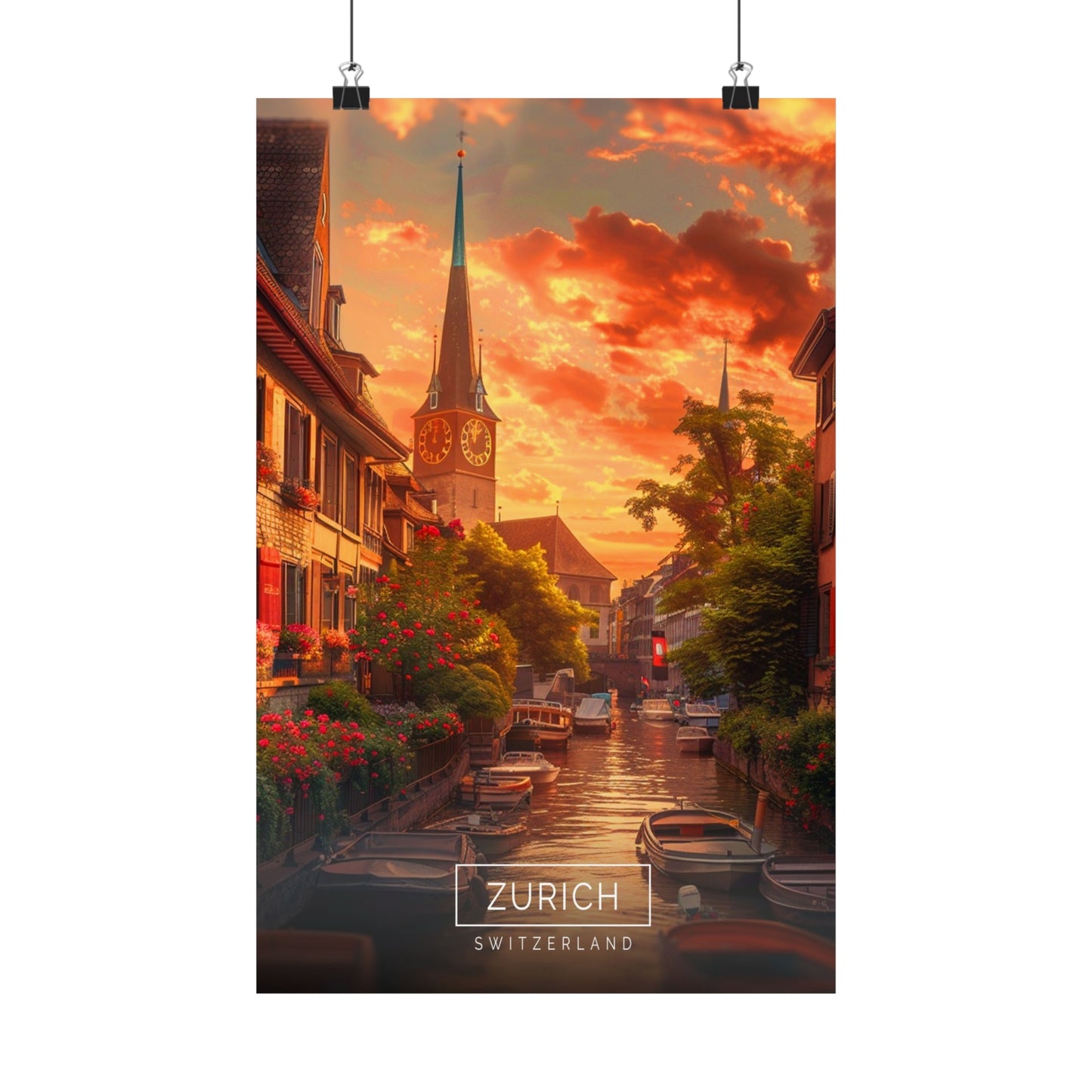 Zurich at Sunset (Matte Vertical Posters)