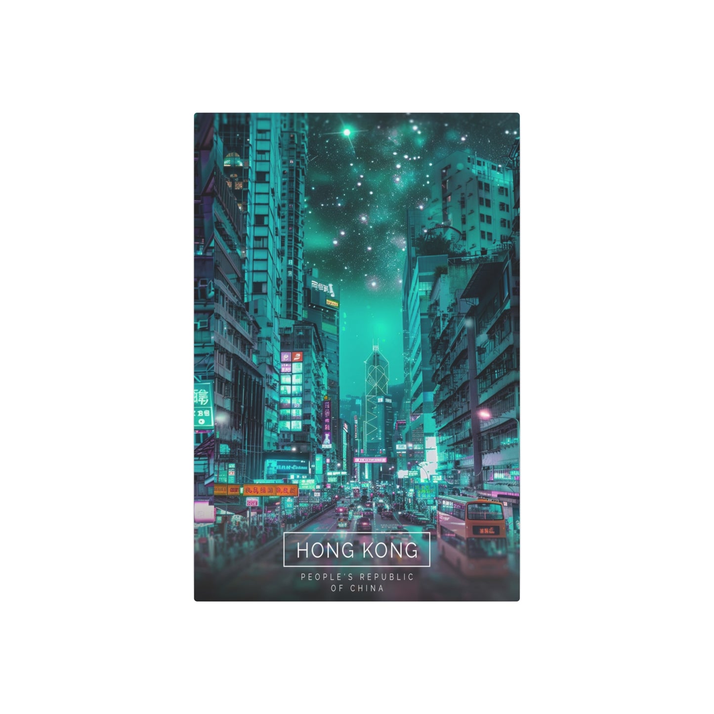 Neon Nightscape: Hong Kong (Metal Art Sign)